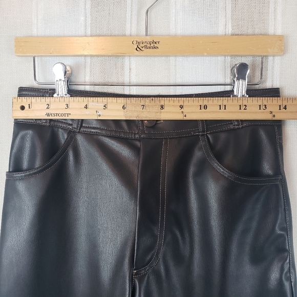 Zara High Waisted Wide Leg Faux Leather Pants Black Size‎ Small - Picture 3 of 14